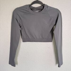 Bombshell Sportswear Gray Long Sleeve Crop Top